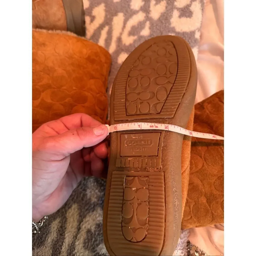Vintage  Coach Tan Signature Cc Suede Bootie Tobacco 9 | Wool Cozy Chic Boho 10